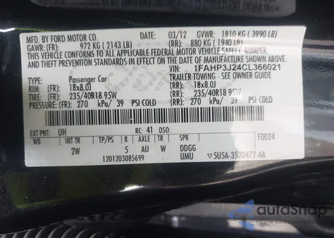 2012 Ford Focus Titanium z USA, uszkodzony, nr VIN 1FAHP3J24CL366021